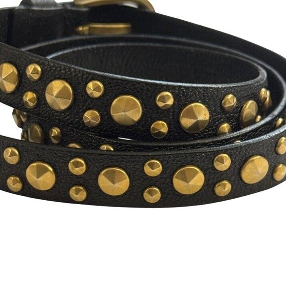 Miu Miu Black Leather statement belt Studded  womens size 36